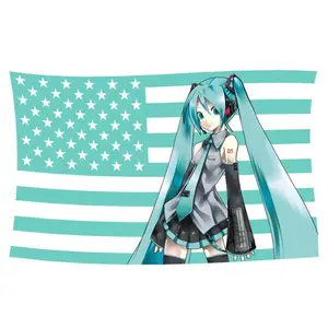 3*5FT Anime Hatsune Miku Flag Indoor Outdoor Party Decoration Durable Room Decoration Funny Banner Tapestry Flag Suitable For Wall Decoration College