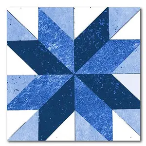 Courtside Market Quilt Square Blue & White 6 Canvas Wall Art - 16x16"