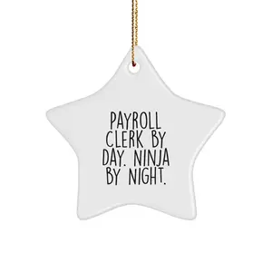 Payroll Clerk Gifts from Friends, Funny Ninja Star Ornament for Christmas Unique Gifts