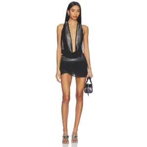 Jaded London Mini Cowl Trim Dress in Black