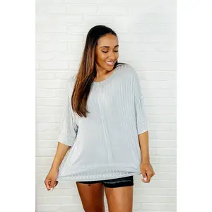 Loosely Speaking Oversized Basic Top in Lt Grey