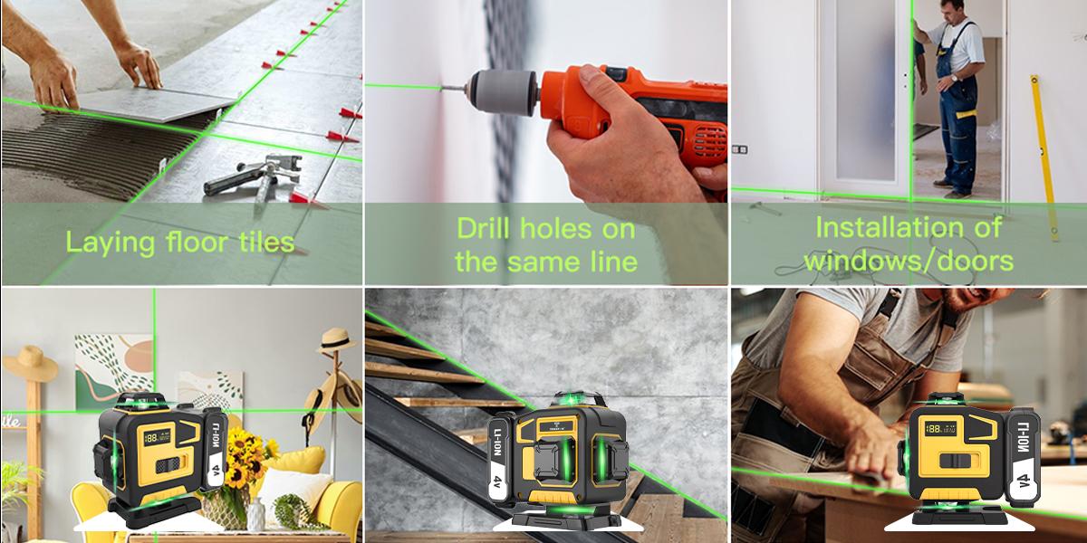 16 Lines Laser Level,  4x360° Green Laser Level With 2pcs Rechargeable Lithium Batteries/ Wall Mount For HOME And Outdoor Building Renovation Work