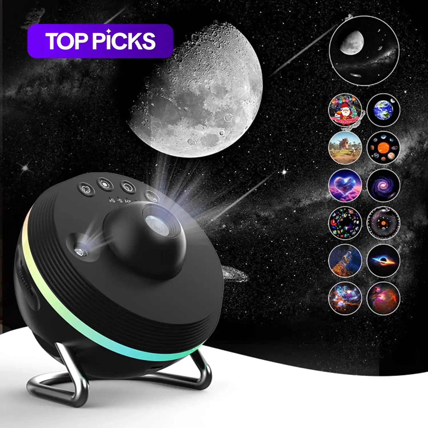 Galaxy Projector Night Light, USB Powered Starry Sky Moon Projector Night Light, Ambient Light for Bedroom & Home Decor, Aurora Projector Lamp, Starlight Projector