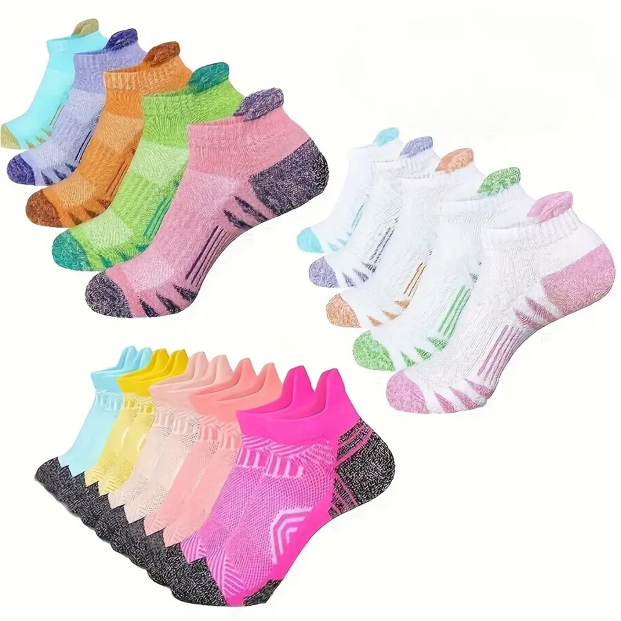 15/30/45Pairs Unisex Multi-Color Compression Socks, Breathable and Comfortable Athletic Ankle Socks, Versatile Everyday Invisible Socks, 95% Polyester Fabric, Low-Cut Shallow Mouth Design, Essential for Outdoor Running and Fitness