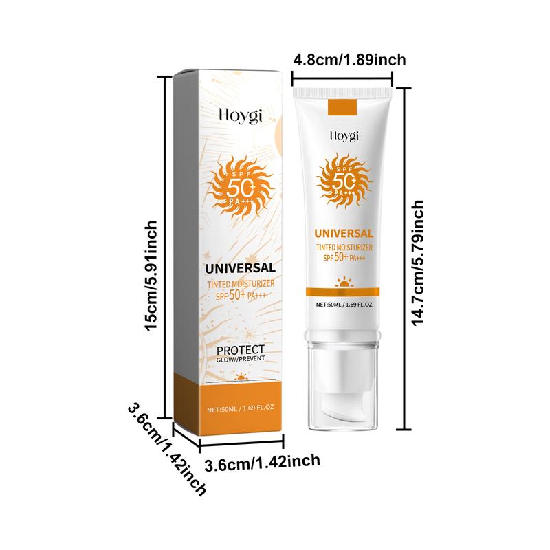 Sunscreen to prevent sunburn and tanning, Universal Tinted Face  Moisturizer Sunscreen, SPF 50 PA+++, Water Resistant And Non-Greasy,For All Type Skin Facial Skincare