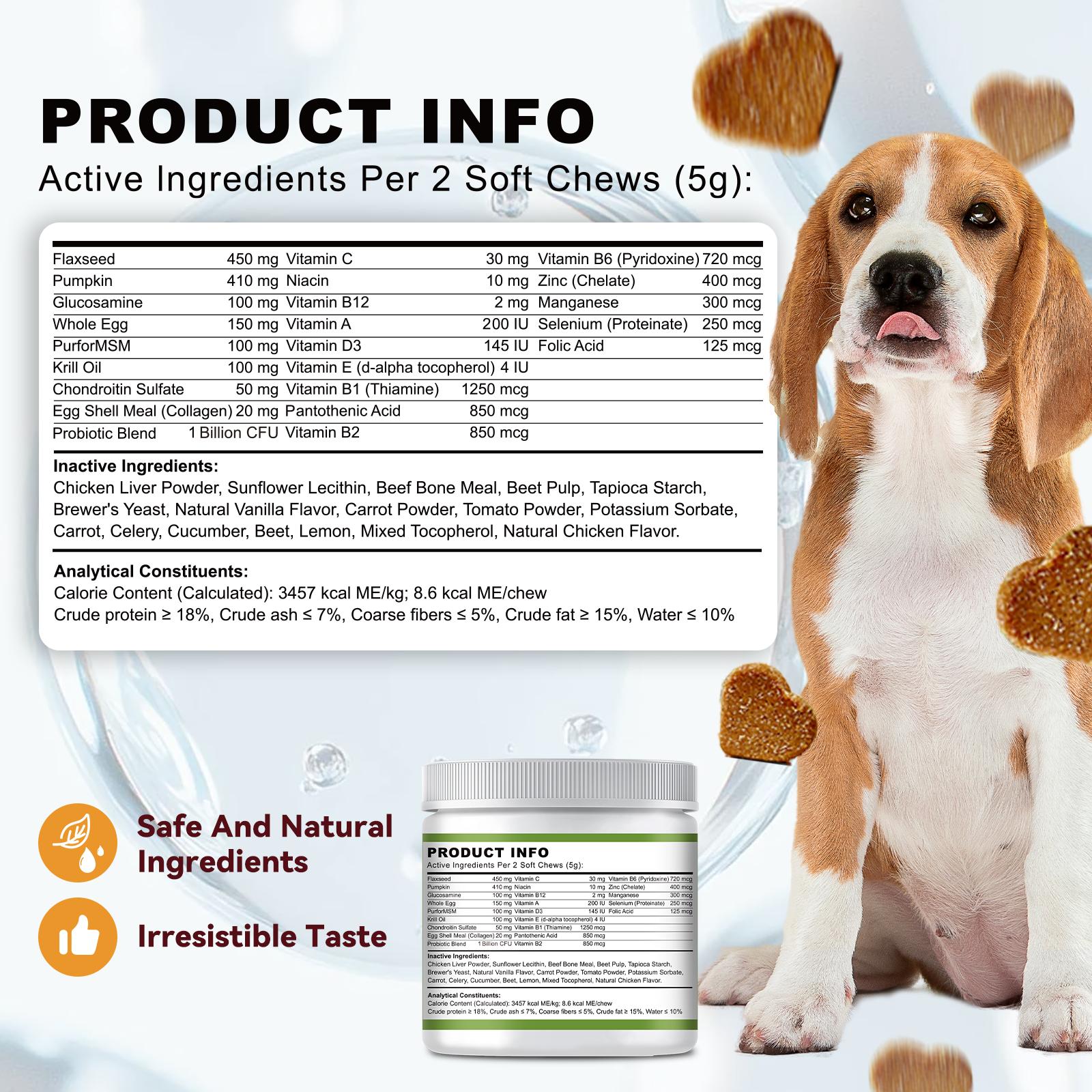 OurCares Dog Multivitamin Supplements 120 Count Dog Multivitamin Chewable  Immune Joint Support Skin Gut Health Glucosamine & Probiotics - Safe for Senior & Puppy Multivitamin - Chicken Flavor Pet Daily Chews Snacks