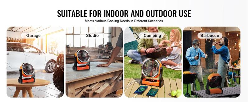 VEVOR Portable Fan Rechargeable 8 inch, TikTokShopBlackFriday, Battery Powered Fan with LED Lantern, 4 Speeds Adjustable Portable Small Table Fan Personal, USB Battery Operated Fans for Travel Bedroom Home Camping Office