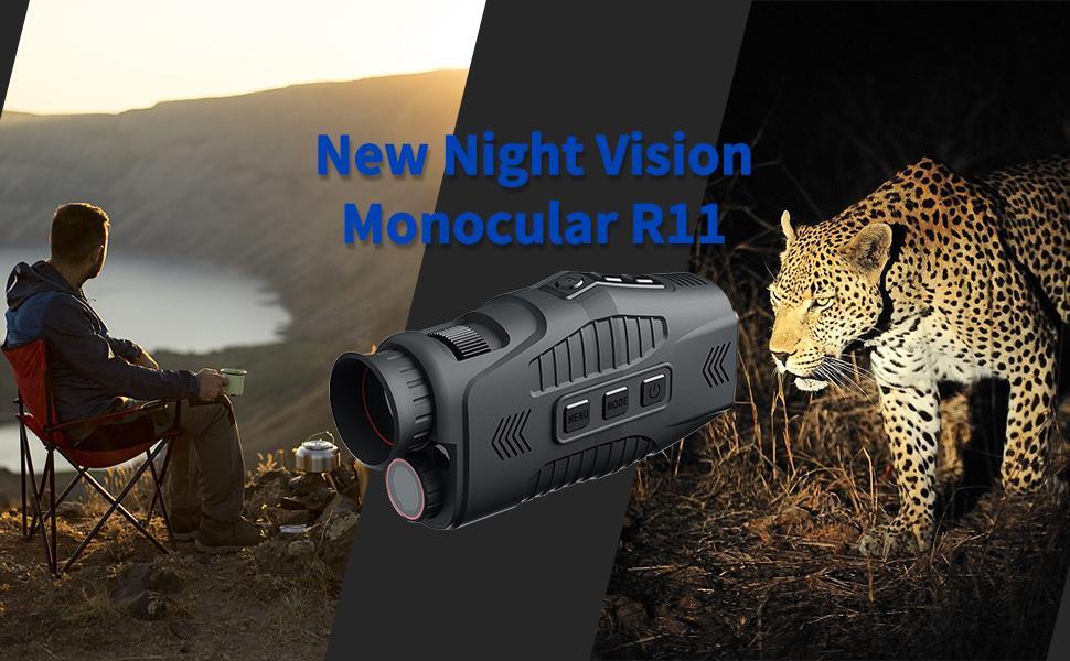 Digital Night Vision Monocular 1080p with IR LED, Handheld Night Goggles for Hunting and Outdoor Use