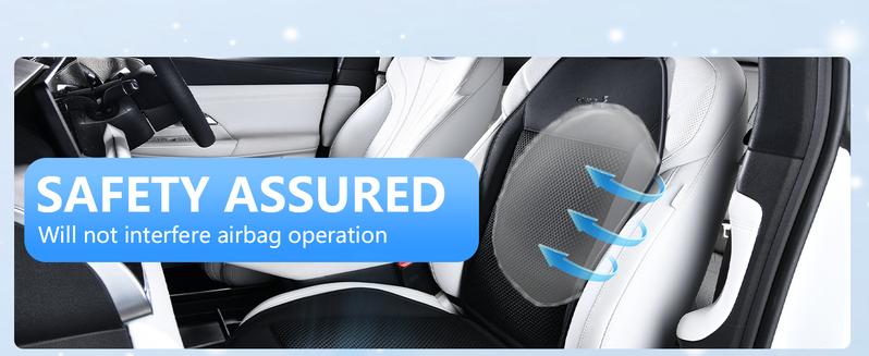 Florich 12V/24V Cooling Car Seat Cushion - Ice Cooling Gel Pad w/ 3 Speed Fans - Universal Fit for Car/Truck/SUV - Summer Cooler Seat Cover - Ventilated Back Support - (Black  Cushion and Back Cushion)