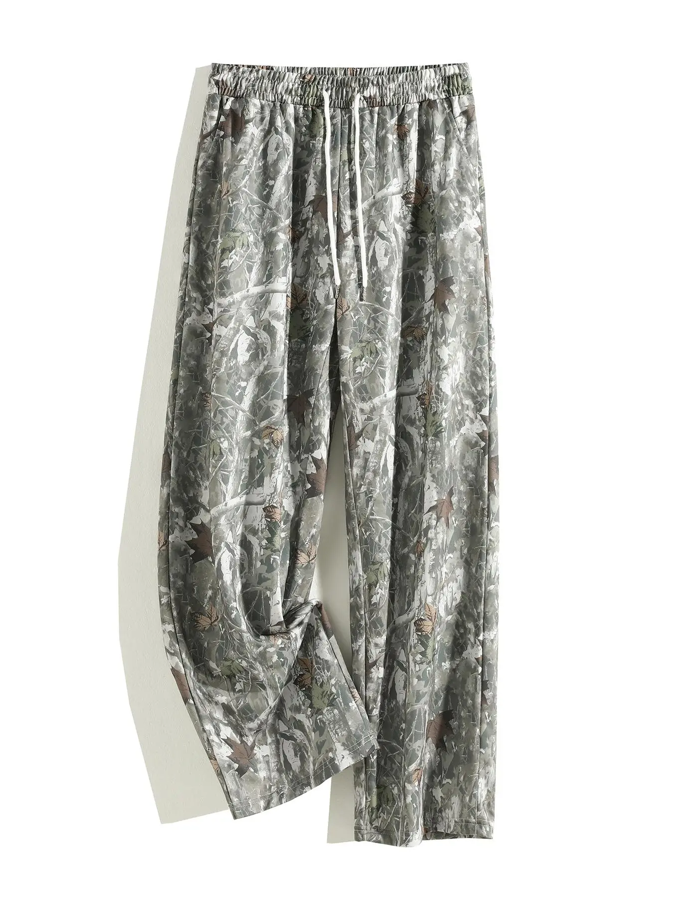 Women's Camouflage Print Adjustable Tie Waist Drawstring Uncuffed Loose Knit Sweatpants, Casual Comfy Jogger Pants for Daily Wear, Ladies Bottoms for All Seasons