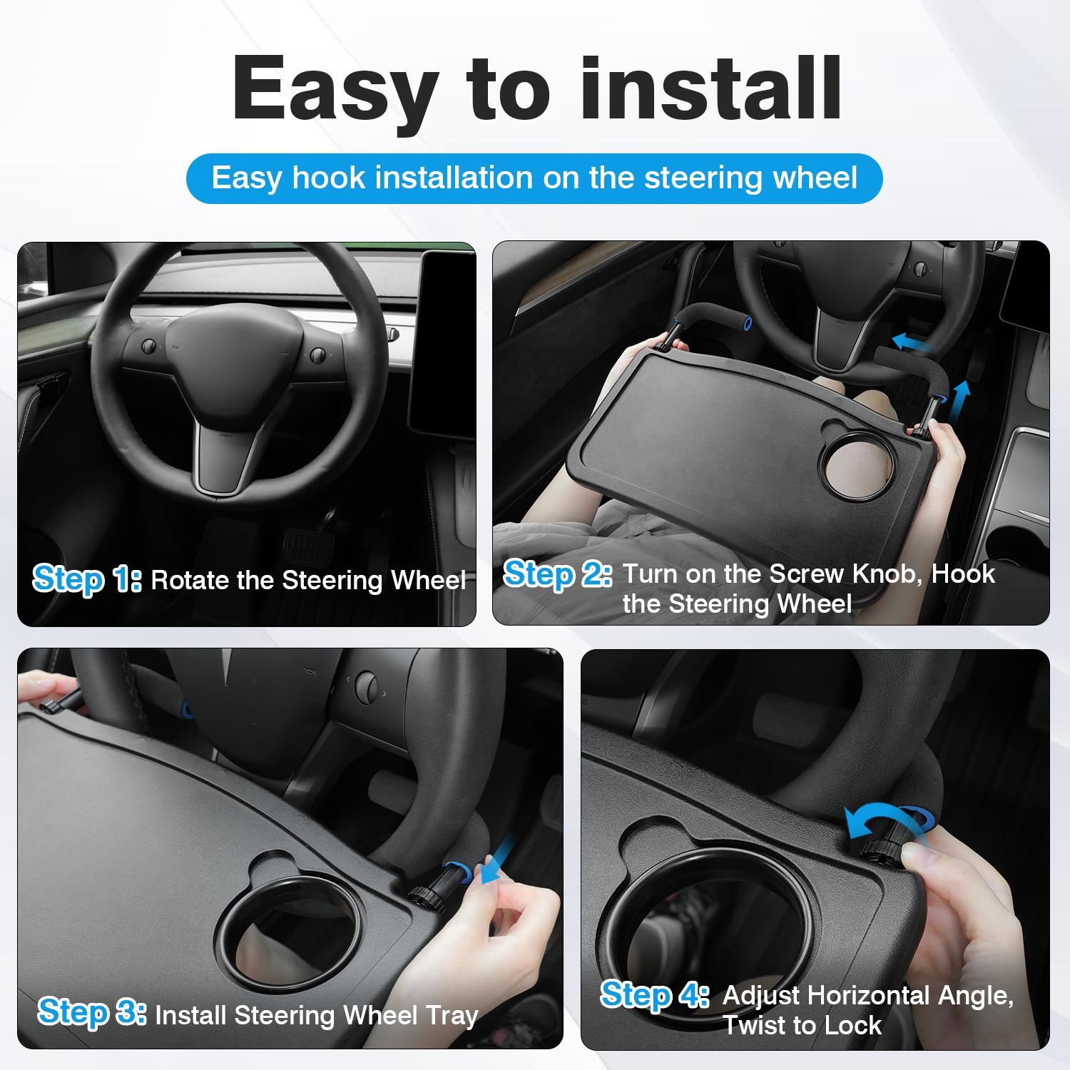 Car Steering Wheel Desk Car Table for Eating/Working/Laptop, Car Seat Stand Trays Multipurpose Travel Car Accessories