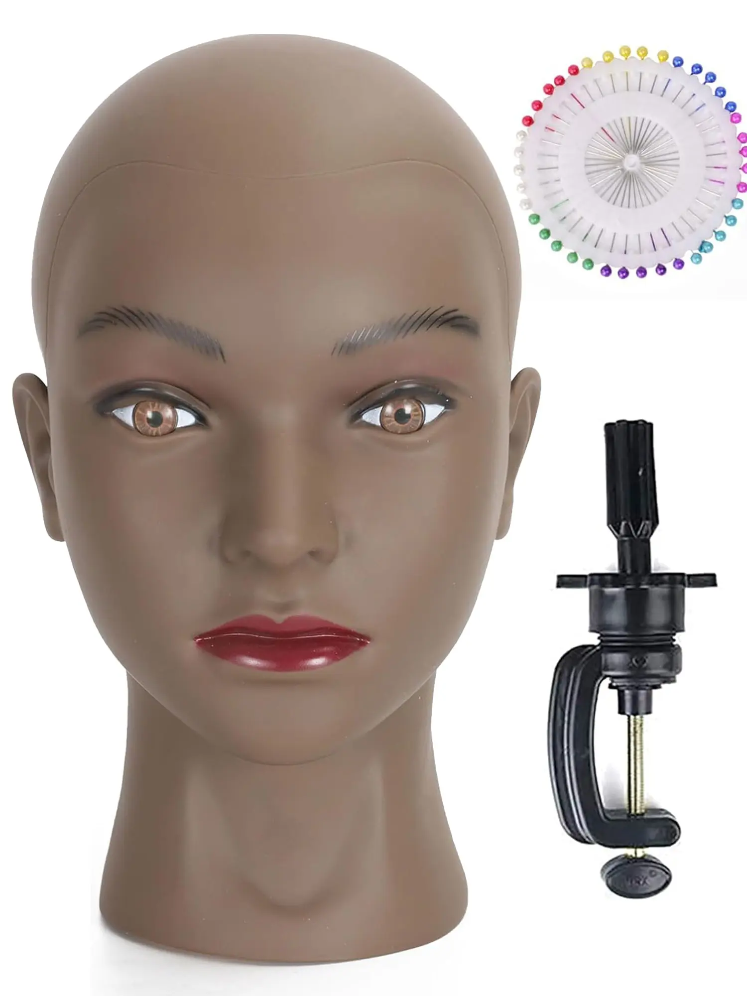 Bald Head Model, Human Body Model, PVC Material, Needle Insertable, Includes Desktop Stand, Ideal for Display & Photography, Wig Stand, Mannequin Head for Wigs, Practice Mannequin Head