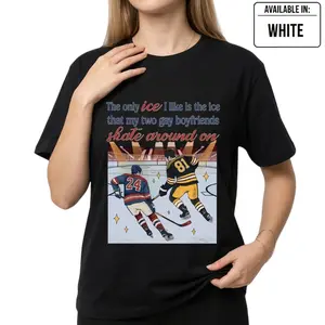 "LGBTQ+ Pride Hockey Tee - 'The only ice I like...' Graphic. A stylish unisex t-shirt for hockey fans and supporters. Comfortable fabric and durable print. (152 )