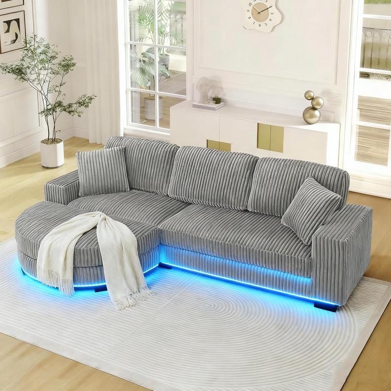 [3 packages shipped] [Two pillows included] Niccae's stylish, foam-filled sofa bed with a light strip is stylish and stylish | Modern convertible sofa | Adjustable living room recliner | Durable hardwood frame for comfortable furniture