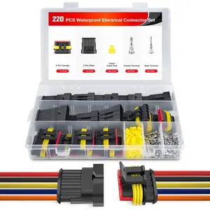 Nilight 220PCS 5 Pin Electrical Connector ‎Plug Male Female Terminal Wire Connector Waterproof Connectors 5 Way Automotive Connect Set for Car Truck Motorcycle Marine Boat 10 Sets