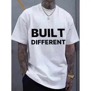 Men'S  BUILT DIFFERENT 3D Printed T-Shirt - Comfortable and Breathable for Casual Wear