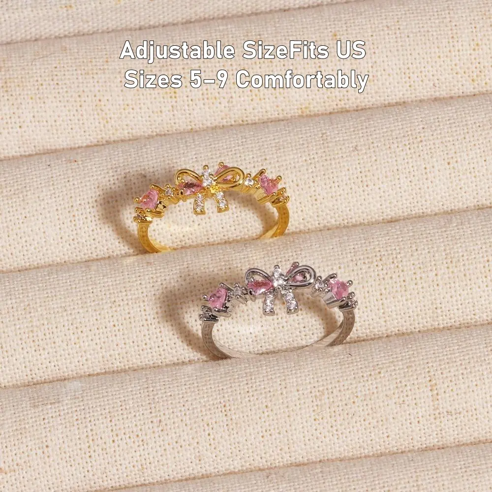 Women's Open Bow Ring—an exquisite, adjustable, and stylish ring; perfect as a gift for a best friend, or suitable for engagement, weddings, or stacking.