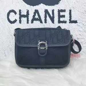 Pre-owned Dior Canvas Shoulder Bags Black Monogram Jacquard Shoulder Bag