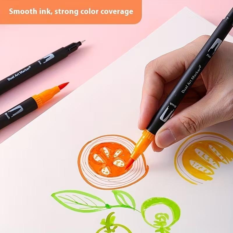 48pcs Dual-Tip Felt Tip Pens, Professional Art Markers, Drawing Pens, Suitable for Comics and Sketches - Art Supplies, Office Supplies, Perfect Christmas and Birthday Gift, Marker For Lettering, Cheap Marker, Danicolor, Brw Brush Pen Lettering,Marker Set