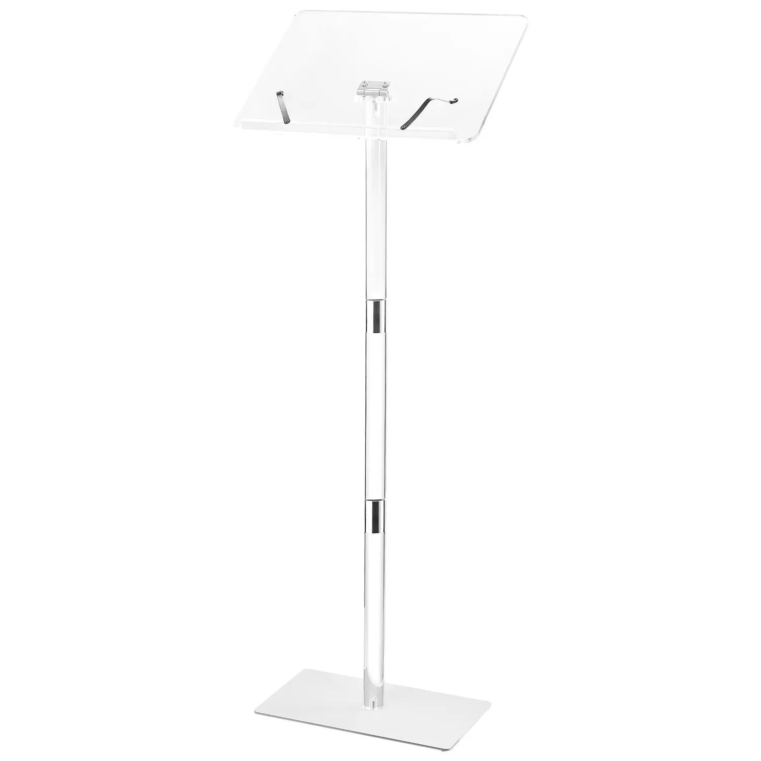【SummerFinds】VEVOR Podium Stand,  43-Inch Acrylic Lectern, Portable Laptop Desk with Wide Reading Surface, Book Clips, Adjustable Angle, Floor-Standing, for Classroom, Wedding, Conference, Lecture and Concert