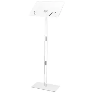 VEVOR Podium Stand,  43-Inch Acrylic Lectern, Portable Laptop Desk with Wide Reading Surface, Book Clips, Adjustable Angle, Floor-Standing, for Classroom, Wedding, Conference, Lecture and Concert