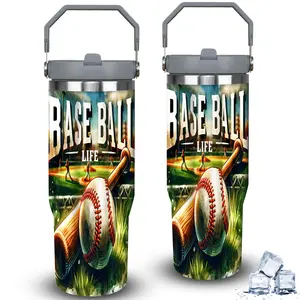 1pc 30oz Baseball Life Art Tumbler with Lid, Insulated Travel Mug, Gift for Women Men, Ideal for Halloween, Independence Day, Memorial Birthday Gift, Coffee Cup, weird stuff