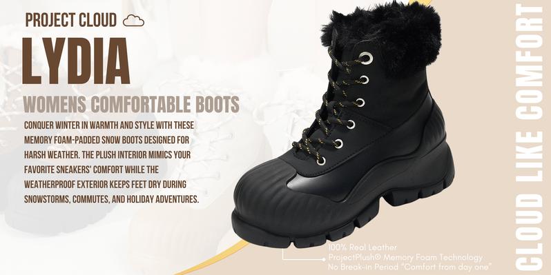Project Cloud Women's | Waterproof Women Winter Boots | Memory Foam | Lightweight | Non-Slip - Lydia