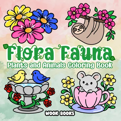 Flora Fauna Coloring Book and Reusable Protective Sheet by Wook Books