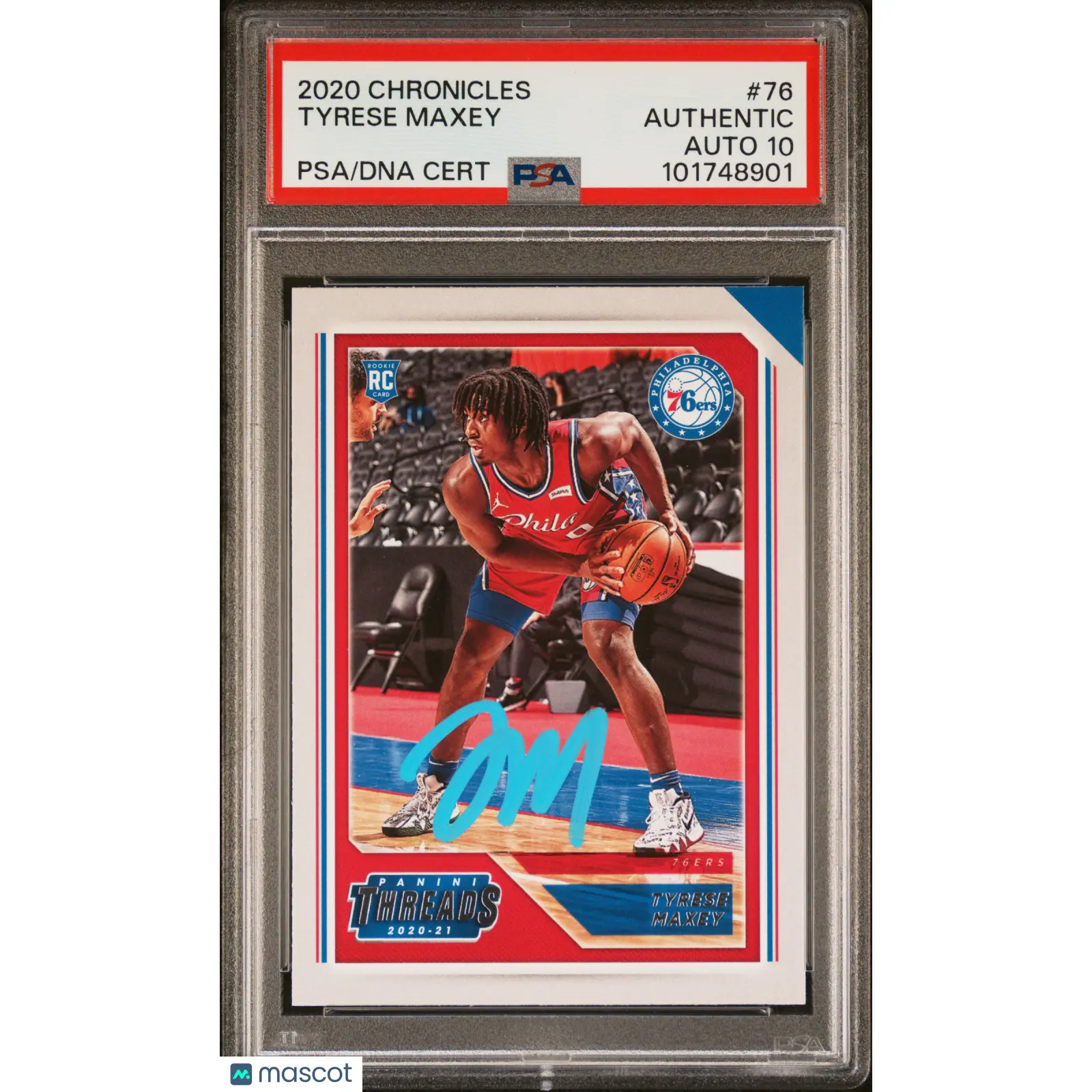 Tyrese Maxey 2020 Panini Chronicles #76 Signed Card PSA A Auto 10 