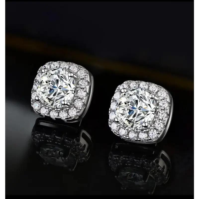 S925 Silver Moissanite Stud Earrings | Dainty Wedding & Gift Jewelry for Men Women