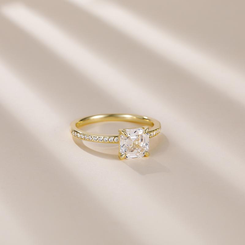 EAMTI 2CT 925 Sterling Silver Engagement Rings Asscher Cut Cubic Zirconia CZ Wedding Promise Rings for Her Stunning Wedding Bands for Women