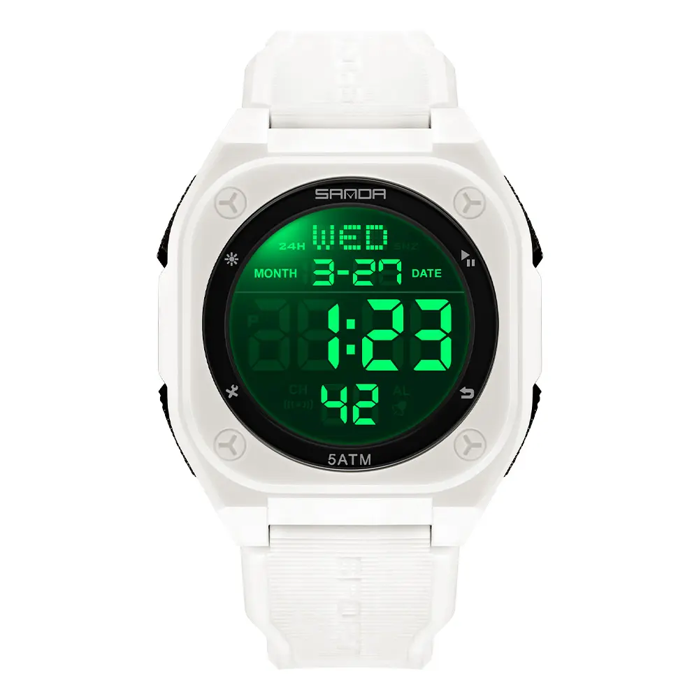 Slim, minimalist unisex sports watch Water-resistant digital watch with soft silicone strap Slim, minimalist unisex sports watch Water-resistant digital watch with soft silicone strap
