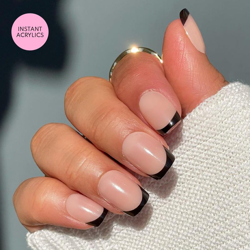 LUXXI Instant Acrylic Press-On Nails - Ultra Durable Last 3+ Weeks with Pink Gel Glue Included - 32 Nails in 16 Sizes