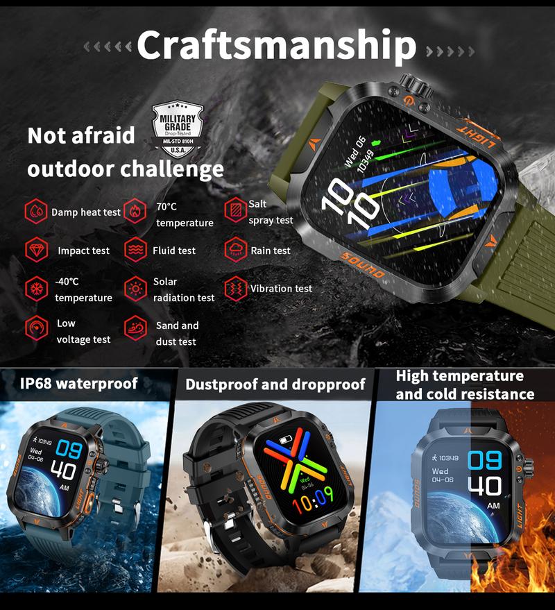 New Smart Outdoor Watch with Call Answering Dialing 100 Sports Modes 600mAh Battery LED Light Weather Tracker Pedometer Fitness Tracker for Android iOS Phones Gift for Men Women New Smart Outdoor Watch with Call Answering Dialing 100 Sports Modes 600mAh Battery LED Light Weather Tracker Pedometer Fitness Tracker for Android iOS Phones Gift for Men Women