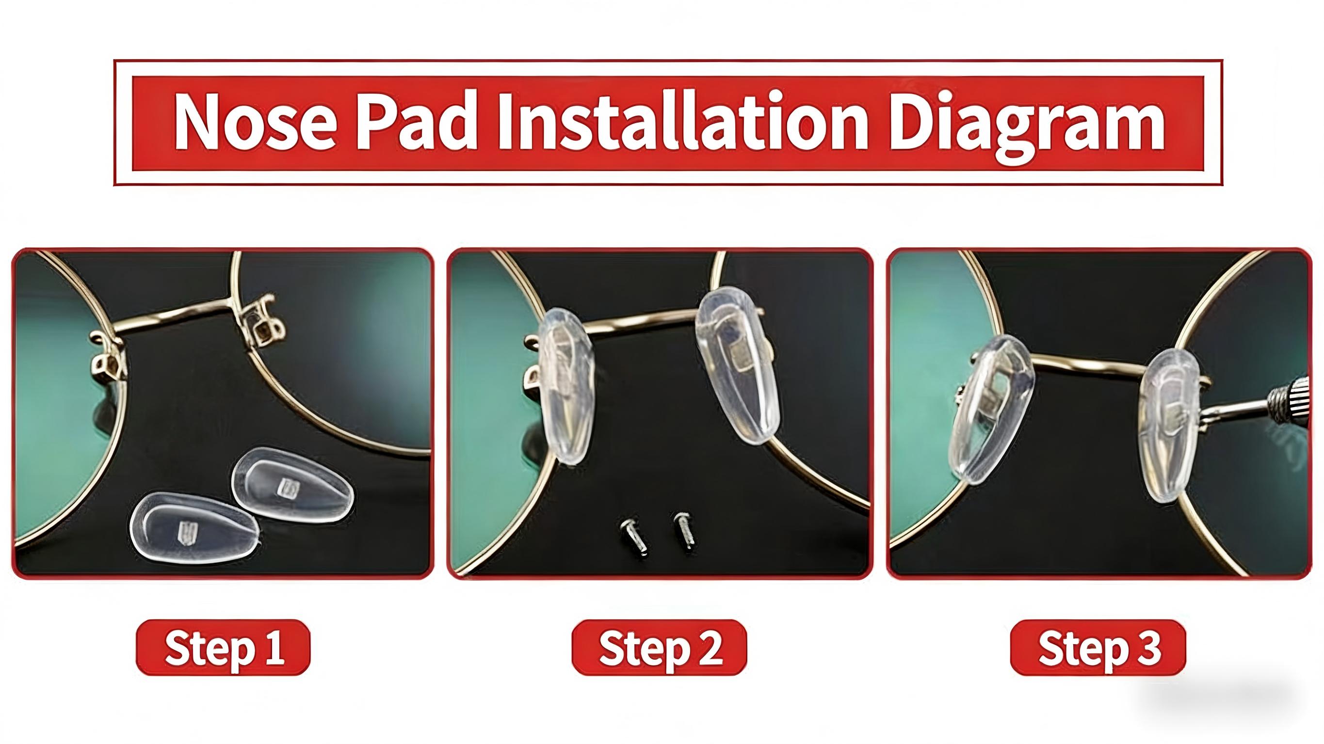 Eyeglass Nose Pads Kit, Upgraded Ultra-Soft Silicone Air Cushion Pads, Anti-Slip Screw-In Glasses Repair Set with Free Tools & Accessories, Reduces Pressure, Ensures Secure Fit for Daily Glasses Wearers