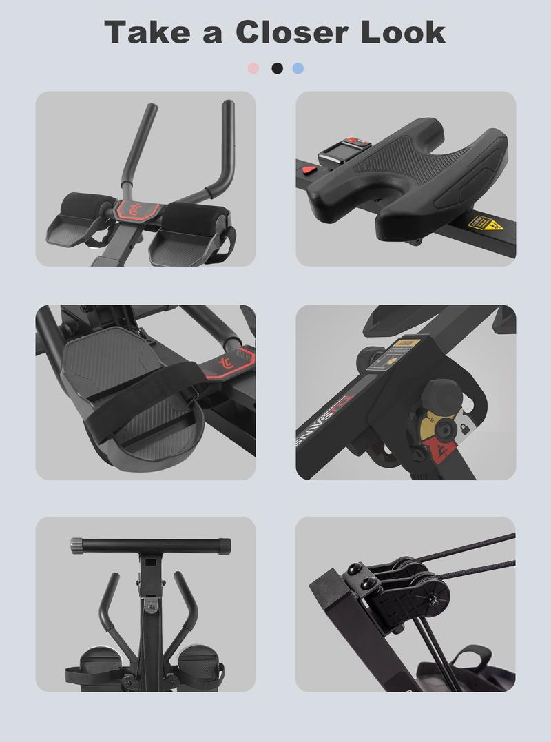 【February Deal】Tousains 3-in-1 Abmachine & Rowing Machine with Adjustable Height, Resistance Levels & LCD Display - Foldable, Stable Steel Frame, Core-Focused Moves & Functional Resistance Exercises