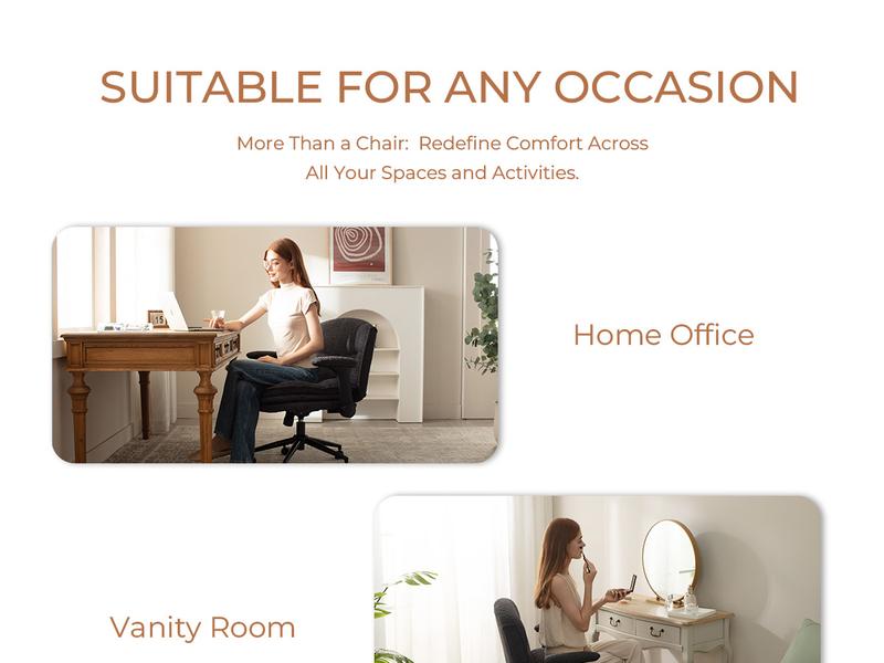 Dowinx Criss Cross Chair with Adjustable Arms and Wheels, Comfort Ergonomic Cross Legged Office Desk Armchair with 3 Layer Cushions, Wide Seat Vanity Chair for Home Office, Living Room, Bedroom