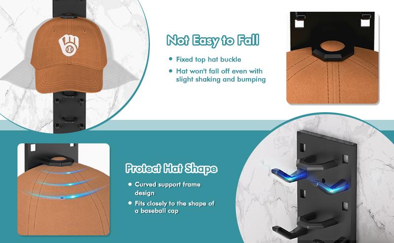 Baseball Cap Organizer 2-Pack Wall-Mounted Hat Rack Hook Holds Up to 18 Hats Multi-Layer Storage Adjustable Self-Adhesive or Screw Installation Valentine Gift valentines gift for bf home Baseball Cap Organizer 2-Pack Wall-Mounted Hat Rack Hook Holds Up to 18 Hats Multi-Layer Storage Adjustable Self-Adhesive or Screw Installation Valentine Gift valentines gift for bf home