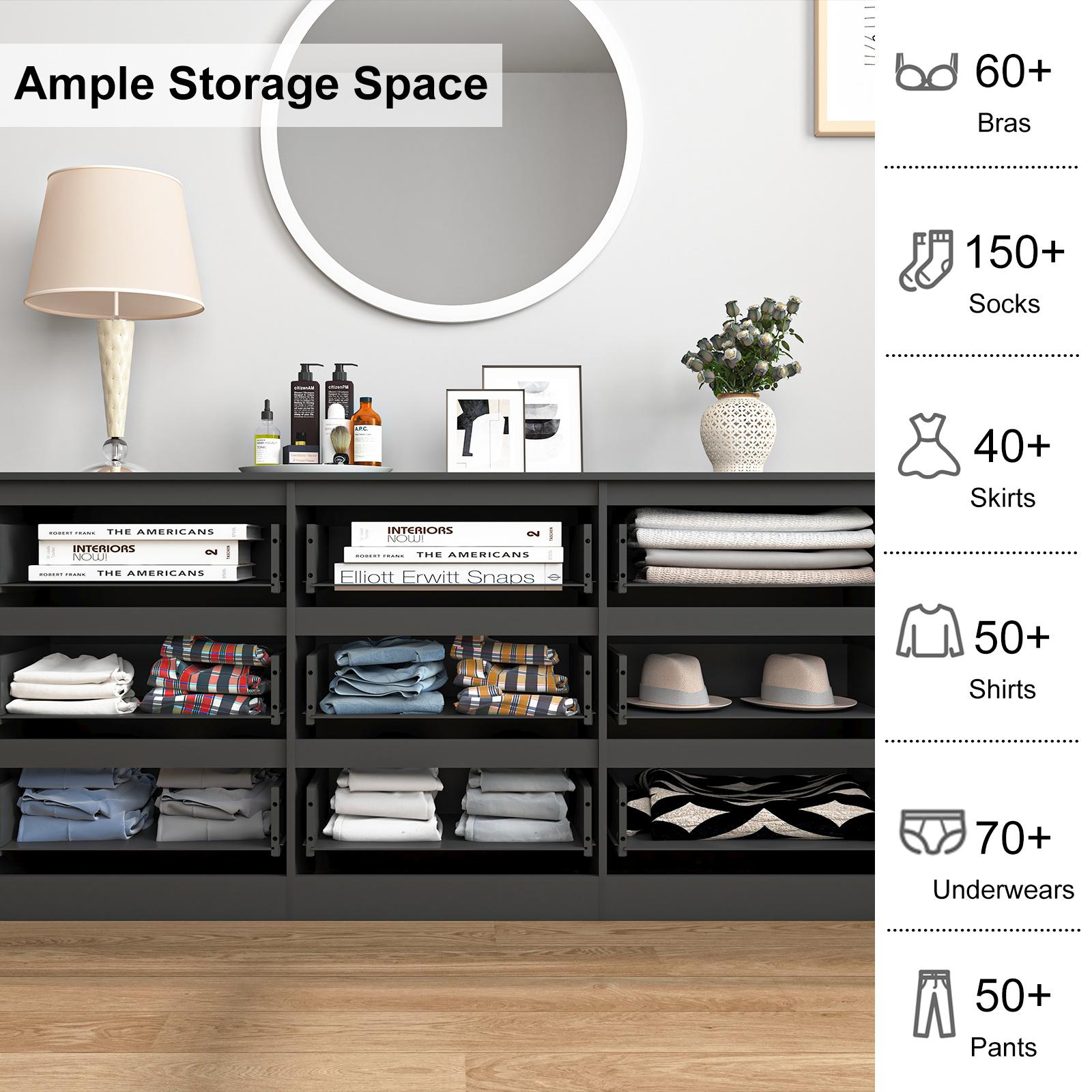 Spaco Modern Wide Black Dresser with 9 Drawers,Chest of Drawer Storage Cabinet for Clothes,Bedroom Storage Organizer Night Table for Bedroom,Closet Spaco Modern Wide Black Dresser with 9 Drawers,Chest of Drawer Storage Cabinet for Clothes,Bedroom Storage Organizer Night Table for Bedroom,Closet