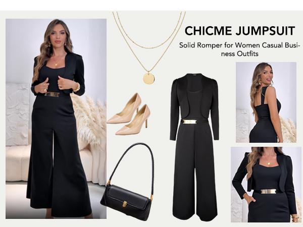 2026 Spring ChicMe Women's 2 Pieces Outfit Metal Decor Square Neck Sleeveless Zipper Back Cinched Waist Wedding Guest Wide Leg Jumpsuit /Wedding Guest Jumpsuit Set and Casual Crop Cardigan Set 2026 Spring ChicMe Women's 2 Pieces Outfit Metal Decor Square Neck Sleeveless Zipper Back Cinched Waist Wedding Guest Wide Leg Jumpsuit /Wedding Guest Jumpsuit Set and Casual Crop Cardigan Set