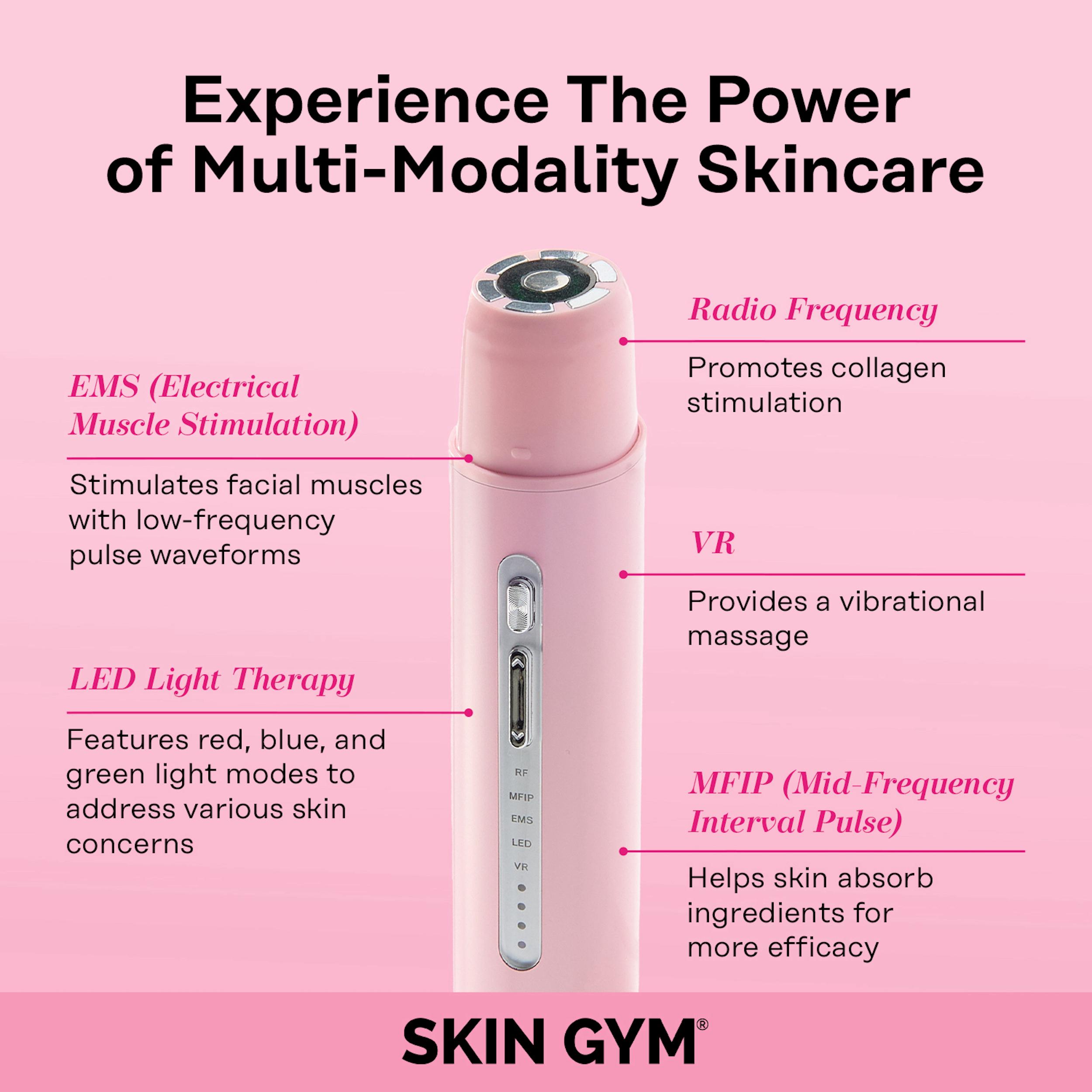 Skin Gym Radio Frequency Glowlit EMS KBeauty 5-in-1 Facial Tool for Lifting Firming with RF MFIP LED Light Therapy