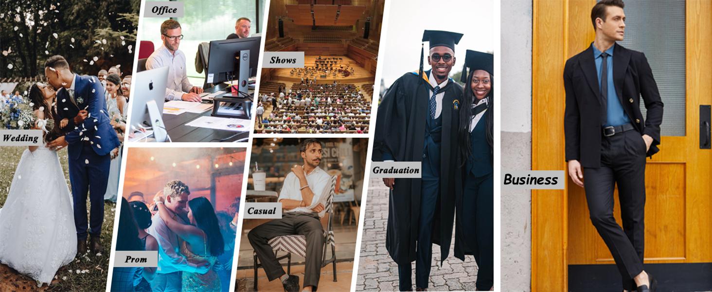 Men's Classic Fit Dress Pants Flat Front Straight Formal Pants Wrinkle Free Expandable Waist Suit Pants Casual Menswear Men's Classic Fit Dress Pants Flat Front Straight Formal Pants Wrinkle Free Expandable Waist Suit Pants Casual Menswear