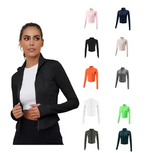 Yimoon Women's Workout Jacket Lightweight Zip Up Athletic Cropped Running Jacket