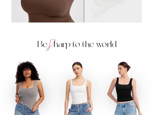 PUMIEY Square Neck Women's Tank Top Sleeveless Double Lined Basic Tops Sharp Collection Womenswear Tube Minimalist Comfort Lady Underwear Casual