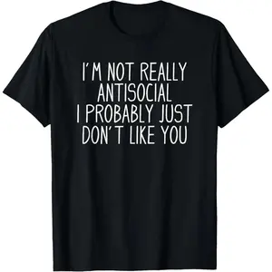 Antisocial Tee Co. Funny Introvert Unisex-Adults Black Modern Classic T-Shirt