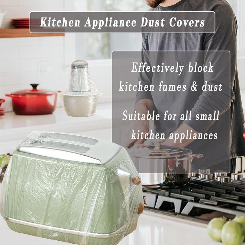 50 Counts Clear Disposable Dust Cover, Dustproof with Elastic for Air Fryer, Blender, Oven, Pressure Cooker, Coffee Maker,  Toaster, Slow Cooker Accessories cloth durable, Thickened Appliance Dust Covers for Kitchen Household Furniture, Practical