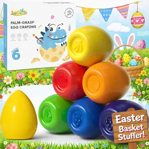 Easter Basket Stuffers, Egg Crayons for Toddlers 1-3, Washable Easy Grip Egg Shaped Crayons, Non-Toxic First Birthday Gift for Kids, Toddler Art Supplies, 12 Colors