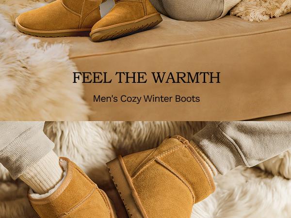 Bruno Marc Men's Winter Boots Cozy Suede Cold Weather Outdoor Casual Warm FuzzyClasic Short Boots