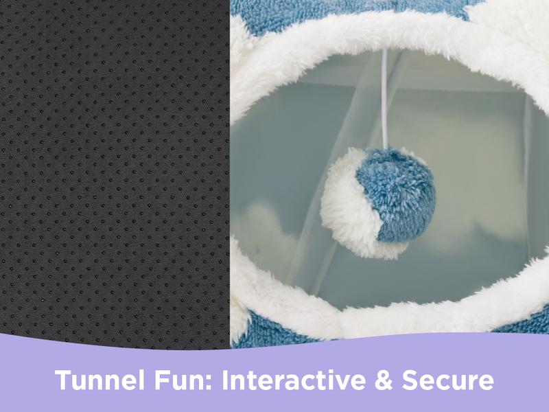 Lesure Cat Tunnel Bed for Indoor Cats - Warm&Cozy Cute Cat Donut Tunnel with Washable Circle Cushion, Valentine’s Day, Round Pet Play Tunnel Toy for Kitten/Puppy/Rabbit, Peekaboo Cave Toy, Cool Cat Stuff, Perfect for Autumn & Winter Calming