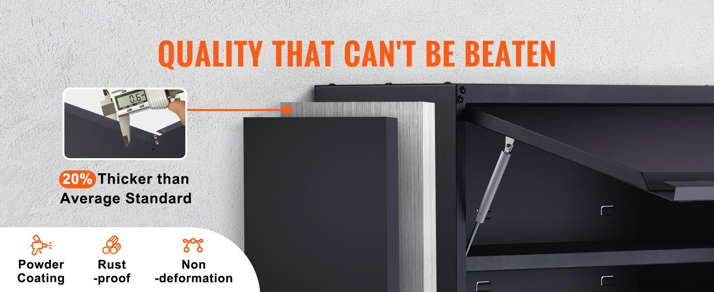 VEVOR Metal Storage Cabinet, TikTokShopBlackFriday, 120lbs Load Capacity per Shelf, 20' Tall Wall-Mounted Powder-Coating Steel Garage Cabinet with Adjustable Shelf, Press to Lock & Open Door, Perfect for Office Home Garage